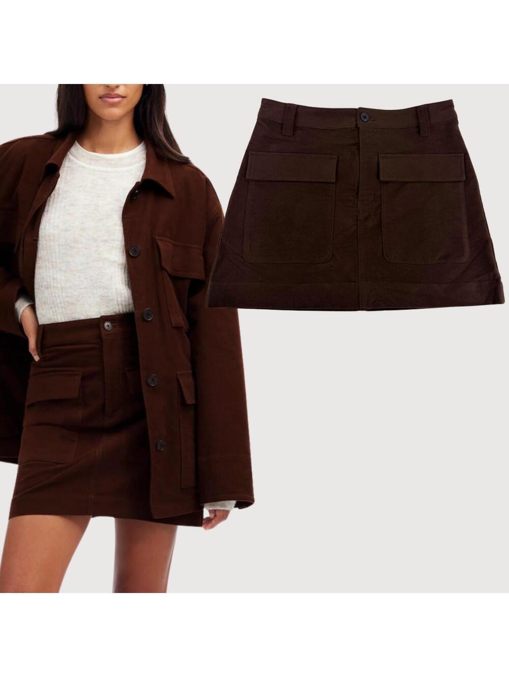 Madewell NWT Utility Twill Mini Skirt Chocolate 0